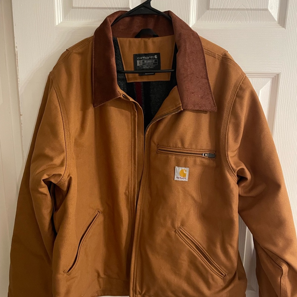 Carhartt Brown/Tan Duck Canvas Jacket with Corduroy Collar